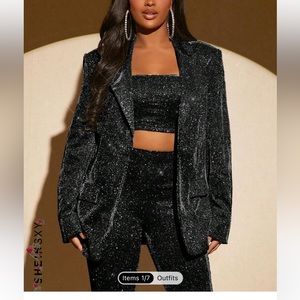 SHEIN black glitter blazer